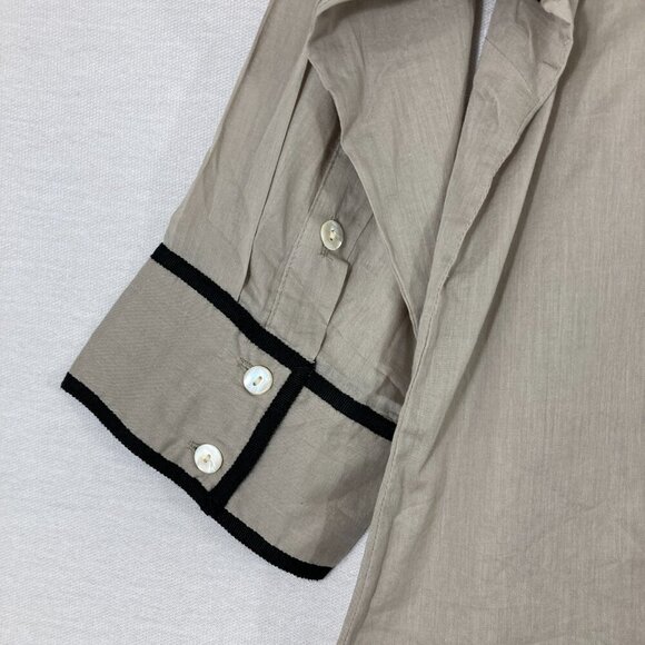 Gretchen Scott Gray Black 3/4 Sleeve Cotton Button Down XL Minimalist - Picture 12 of 12